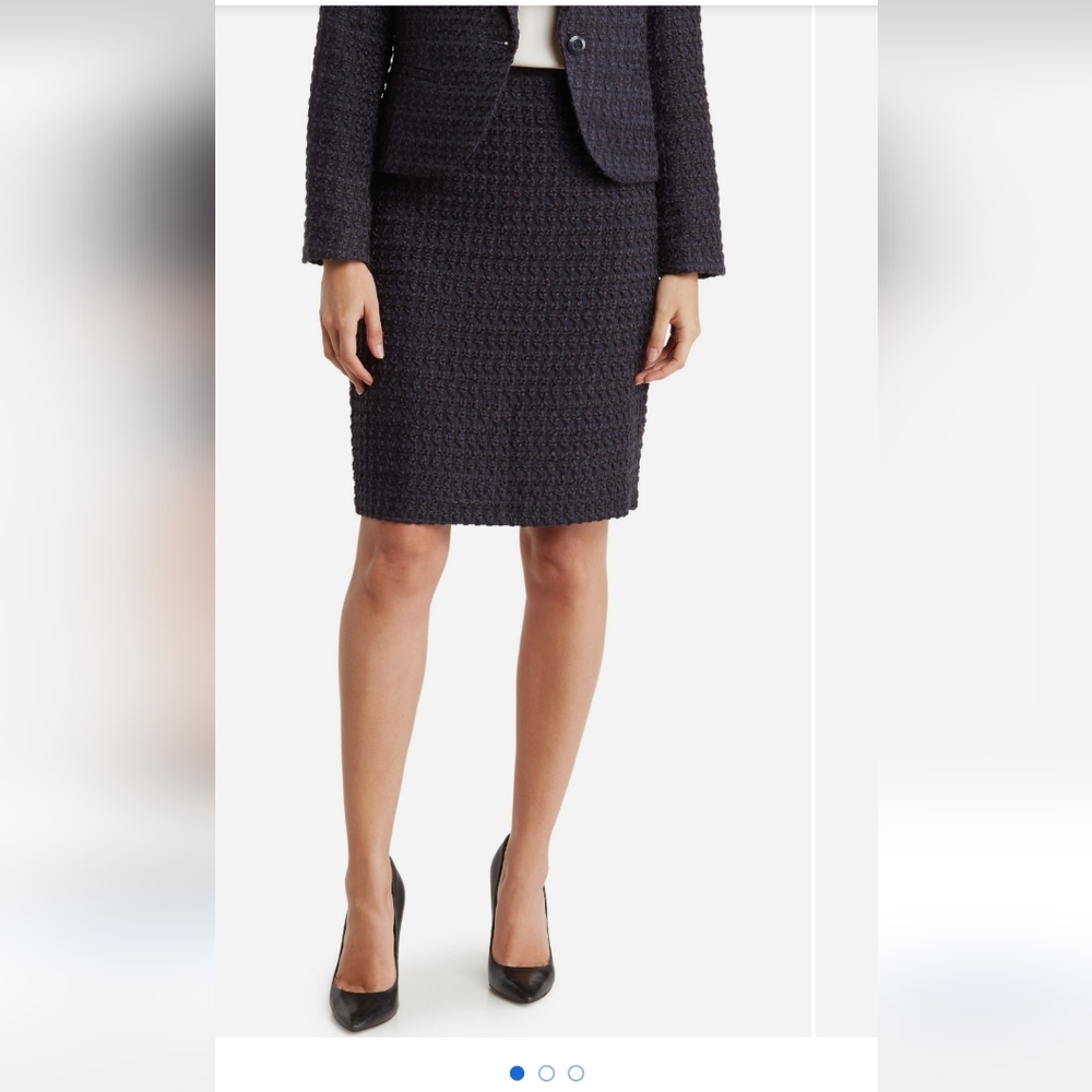 Amanda & Chelsea Dark Blue Textured Pencil Skirt